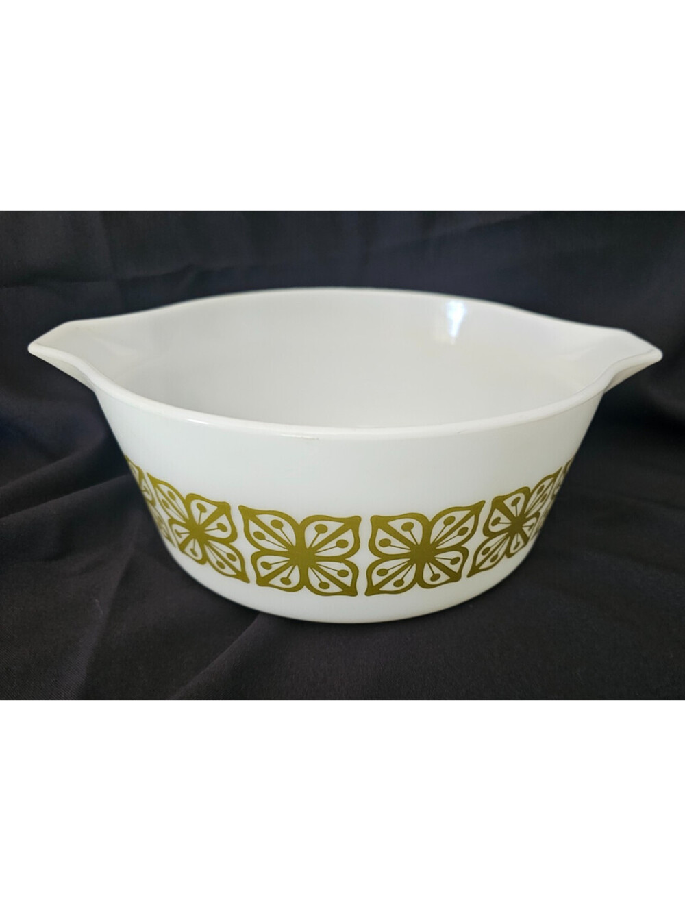 Vintage Pyrex Autumn Verde Green Floral Squares Round Casserole Dish 2.5 Quart